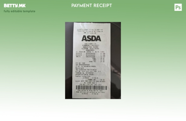 Модерен стил „Асда“ го складира шаблонот за потврда за плаќање